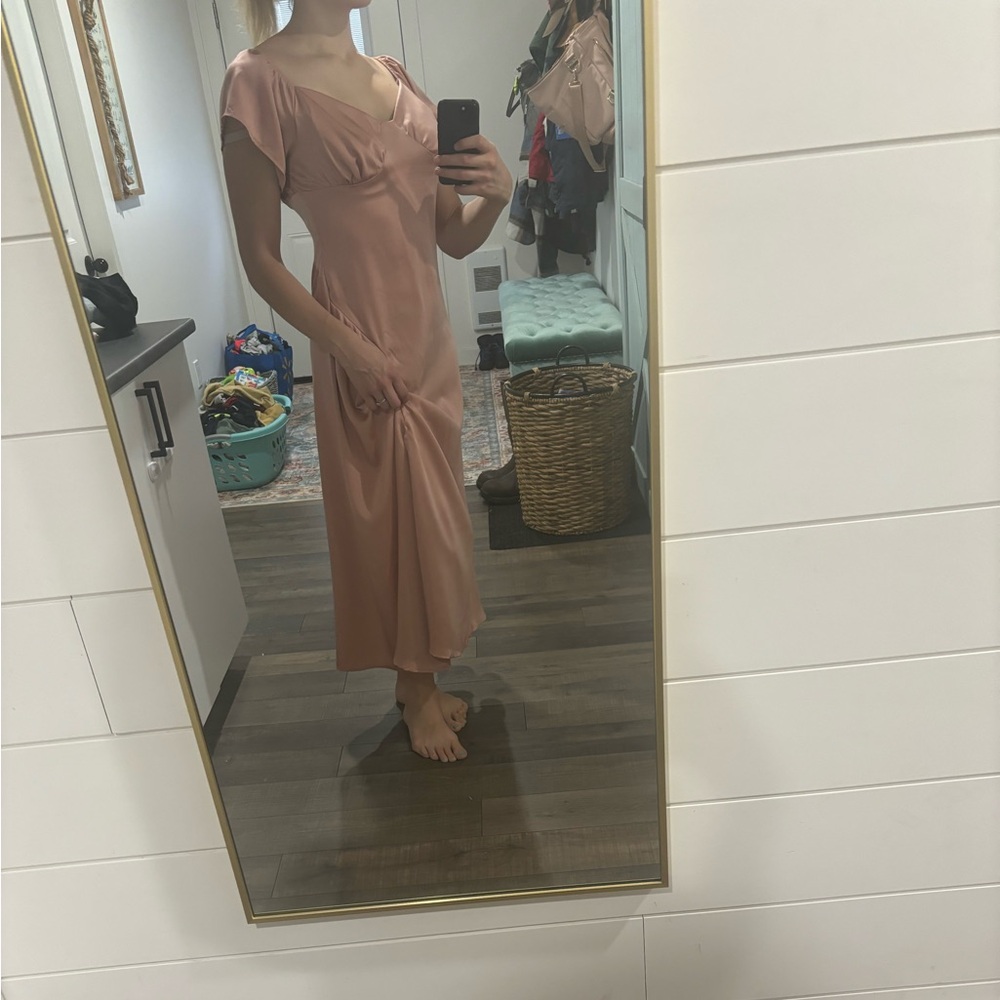 Rose Pink faux Satin Dress